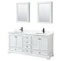 Wyndham Collection Deborah 72" Free Standing Double Basin Vanity Set with Cabinet, Quartz Vanity Top, and Medicine Cabinet White / Giotto Quartz Top / Matte Black Hardware