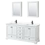Wyndham Collection Deborah 72" Free Standing Double Basin Vanity Set with Cultured Marble Vanity Top and Framed Mirror White / White Cultured Marble Top / Matte Black Hardware