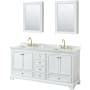 White / White Carrara Marble Top / Brushed Gold Hardware