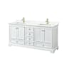 Wyndham Collection Deborah 72" Free Standing Double Basin Vanity Set with Cabinet and Quartz Vanity Top White / Giotto Quartz Top / Brushed Gold Hardware