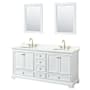 Wyndham Collection Deborah 72" Free Standing Double Basin Vanity Set with Cabinet, Quartz Vanity Top, and Framed Mirror White / Giotto Quartz Top / Brushed Gold Hardware