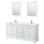 Wyndham Collection Deborah 72" Free Standing Double Basin Vanity Set with Cultured Marble Vanity Top and Framed Mirror White / White Cultured Marble Top / Brushed Gold Hardware