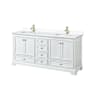 Wyndham Collection Deborah 72" Free Standing Double Basin Vanity Set with Cultured Marble Vanity Top White / White Cultured Marble Top / Brushed Gold Hardware