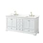 Wyndham Collection Deborah 72" Free Standing Double Basin Vanity Set with Cabinet and Quartz Vanity Top White / White Quartz Top / Brushed Gold Hardware
