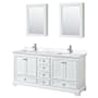 Wyndham Collection Deborah 72" Free Standing Double Basin Vanity Set with Cultured Marble Vanity Top and Framed Mirror White / Carrara Cultured Marble Top / Polished Chrome Hardware