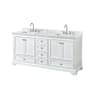 Wyndham Collection Deborah 72" Free Standing Double Vanity Set with Wood Cabinet and Marble Vanity Top White / White Carrara Marble Top / Polished Chrome Hardware