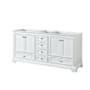 Wyndham Collection Deborah 71" Double Free Standing Wood Vanity Cabinet Only - Less Vanity Top White / Polished Chrome Hardware