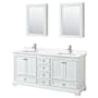 Wyndham Collection Deborah 72" Free Standing Double Basin Vanity Set with Cabinet, Quartz Vanity Top, and Medicine Cabinet White / Giotto Quartz Top / Polished Chrome Hardware