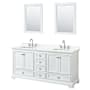 Wyndham Collection Deborah 72" Free Standing Double Basin Vanity Set with Cabinet, Quartz Vanity Top, and Framed Mirror White / Giotto Quartz Top / Polished Chrome Hardware