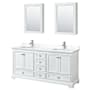 Wyndham Collection Deborah 72" Free Standing Double Basin Vanity Set with Cabinet, Quartz Vanity Top, and Medicine Cabinet White / White Quartz Top / Polished Chrome Hardware