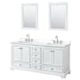 Wyndham Collection Deborah 72" Free Standing Double Basin Vanity Set with Cabinet, Quartz Vanity Top, and Framed Mirror White / White Quartz Top / Polished Chrome Hardware