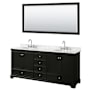 Wyndham Collection Deborah 80" Free Standing Double Vanity Set with Wood Cabinet, Marble Vanity Top, and Framed Mirror Dark Espresso / White Carrara Marble Top / Polished Chrome Hardware