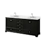 Wyndham Collection Deborah 80" Free Standing Double Vanity Set with Wood Cabinet and Marble Vanity Top Dark Espresso / White Carrara Marble Top / Polished Chrome Hardware