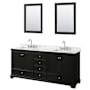 Wyndham Collection Deborah 80" Free Standing Double Vanity Set with Wood Cabinet, Marble Vanity Top, and Framed Mirror Dark Espresso / White Carrara Marble Top / Polished Chrome Hardware