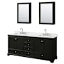 Wyndham Collection Deborah 80" Free Standing Double Vanity Set with Wood Cabinet, Marble Vanity Top, and Medicine Cabinet Dark Espresso / White Carrara Marble Top / Polished Chrome Hardware