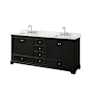 Wyndham Collection Deborah 80" Free Standing Double Vanity Set with Wood Cabinet and Marble Vanity Top Dark Espresso / White Carrara Marble Top / Polished Chrome Hardware