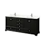 Wyndham Collection Deborah 80" Free Standing Double Basin Vanity Set with Cabinet and Quartz Vanity Top Dark Espresso / Giotto Quartz Top / Polished Chrome Hardware
