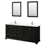 Wyndham Collection Deborah 80" Free Standing Double Basin Vanity Set with Cabinet, Quartz Vanity Top, and Framed Mirror Dark Espresso / White Quartz Top / Polished Chrome Hardware