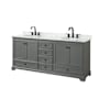 Wyndham Collection Deborah 80" Free Standing Double Vanity Set with Wood Cabinet and Marble Vanity Top Dark Gray / White Carrara Marble Top / Matte Black Hardware
