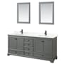 Wyndham Collection Deborah 80" Free Standing Double Basin Vanity Set with Cabinet, Quartz Vanity Top, and Framed Mirror Dark Gray / Giotto Quartz Top / Matte Black Hardware