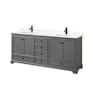Wyndham Collection Deborah 80" Free Standing Double Basin Vanity Set with Cabinet and Quartz Vanity Top Dark Gray / Giotto Quartz Top / Matte Black Hardware