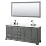 Wyndham Collection Deborah 80" Free Standing Double Basin Vanity Set with Cabinet, Quartz Vanity Top, and Framed Mirror Dark Gray / Giotto Quartz Top / Matte Black Hardware