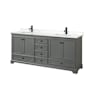 Wyndham Collection Deborah 80" Free Standing Double Basin Vanity Set with Cabinet and Quartz Vanity Top Dark Gray / White Quartz Top / Matte Black Hardware