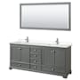 Wyndham Collection Deborah 80" Free Standing Double Basin Vanity Set with Cultured Marble Vanity Top and Framed Mirror Dark Gray / Carrara Cultured Marble Top / Polished Chrome Hardware