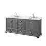 Wyndham Collection Deborah 80" Free Standing Double Vanity Set with Wood Cabinet and Marble Vanity Top Dark Gray / White Carrara Marble Top / Polished Chrome Hardware