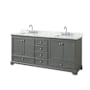 Wyndham Collection Deborah 80" Free Standing Double Vanity Set with Wood Cabinet and Marble Vanity Top Dark Gray / White Carrara Marble Top / Polished Chrome Hardware