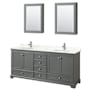 Wyndham Collection Deborah 80" Free Standing Double Basin Vanity Set with Cabinet, Quartz Vanity Top, and Medicine Cabinet Dark Gray / Giotto Quartz Top / Polished Chrome Hardware