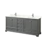 Wyndham Collection Deborah 80" Free Standing Double Basin Vanity Set with Cabinet and Quartz Vanity Top Dark Gray / Giotto Quartz Top / Polished Chrome Hardware