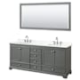 Wyndham Collection Deborah 80" Free Standing Double Basin Vanity Set with Cabinet, Quartz Vanity Top, and Framed Mirror Dark Gray / Giotto Quartz Top / Polished Chrome Hardware
