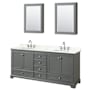 Wyndham Collection Deborah 80" Free Standing Double Basin Vanity Set with Cabinet, Quartz Vanity Top, and Medicine Cabinet Dark Gray / Giotto Quartz Top / Polished Chrome Hardware