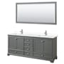 Wyndham Collection Deborah 80" Free Standing Double Basin Vanity Set with Cultured Marble Vanity Top and Framed Mirror Dark Gray / White Cultured Marble Top / Polished Chrome Hardware