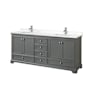 Wyndham Collection Deborah 80" Free Standing Double Basin Vanity Set with Cabinet and Quartz Vanity Top Dark Gray / White Quartz Top / Polished Chrome Hardware