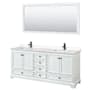 Wyndham Collection Deborah 80" Free Standing Double Basin Vanity Set with Cultured Marble Vanity Top and Framed Mirror White / Carrara Cultured Marble Top / Matte Black Hardware