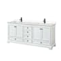 Wyndham Collection Deborah 80" Free Standing Double Basin Vanity Set with Cultured Marble Vanity Top White / Carrara Cultured Marble Top / Matte Black Hardware