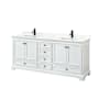 Wyndham Collection Deborah 80" Free Standing Double Basin Vanity Set with Cabinet and Quartz Vanity Top White / Giotto Quartz Top / Matte Black Hardware
