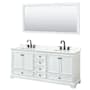 Wyndham Collection Deborah 80" Free Standing Double Basin Vanity Set with Cabinet, Quartz Vanity Top, and Framed Mirror White / Giotto Quartz Top / Matte Black Hardware