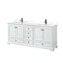 Wyndham Collection Deborah 80" Free Standing Double Basin Vanity Set with Cabinet and Quartz Vanity Top White / White Quartz Top / Matte Black Hardware