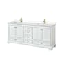 Wyndham Collection Deborah 80" Free Standing Double Basin Vanity Set with Cultured Marble Vanity Top White / Carrara Cultured Marble Top / Brushed Gold Hardware