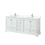 Wyndham Collection Deborah 80" Free Standing Double Basin Vanity Set with Cabinet and Quartz Vanity Top White / Giotto Quartz Top / Brushed Gold Hardware