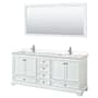 Wyndham Collection Deborah 80" Free Standing Double Basin Vanity Set with Cultured Marble Vanity Top and Framed Mirror White / Carrara Cultured Marble Top / Polished Chrome Hardware