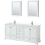Wyndham Collection Deborah 80" Free Standing Double Basin Vanity Set with Cultured Marble Vanity Top and Framed Mirror White / Carrara Cultured Marble Top / Polished Chrome Hardware