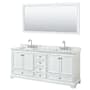 Wyndham Collection Deborah 80" Free Standing Double Vanity Set with Wood Cabinet, Marble Vanity Top, and Framed Mirror White / White Carrara Marble Top / Polished Chrome Hardware
