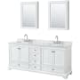 White / White Carrara Marble Top / Polished Chrome Hardware