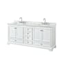 Wyndham Collection Deborah 80" Free Standing Double Vanity Set with Wood Cabinet and Marble Vanity Top White / White Carrara Marble Top / Polished Chrome Hardware