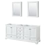 Wyndham Collection Deborah 79" Double Free Standing Wood Vanity Cabinet - Less Vanity Top White / Polished Chrome Hardware