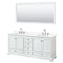 Wyndham Collection Deborah 80" Free Standing Double Basin Vanity Set with Cabinet, Quartz Vanity Top, and Framed Mirror White / Giotto Quartz Top / Polished Chrome Hardware
